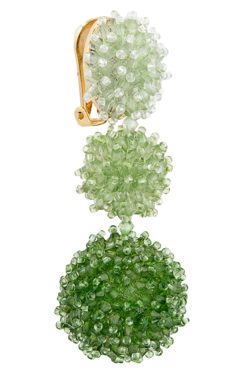 Oscar de la Renta Triple Pompom Beaded Drop Earrings, Alternate, color, Green Multi
