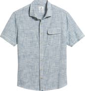 johnnie-O Ennis Hangin' Out Stripe Short Sleeve Stretch Cotton Button-Up Shirt
