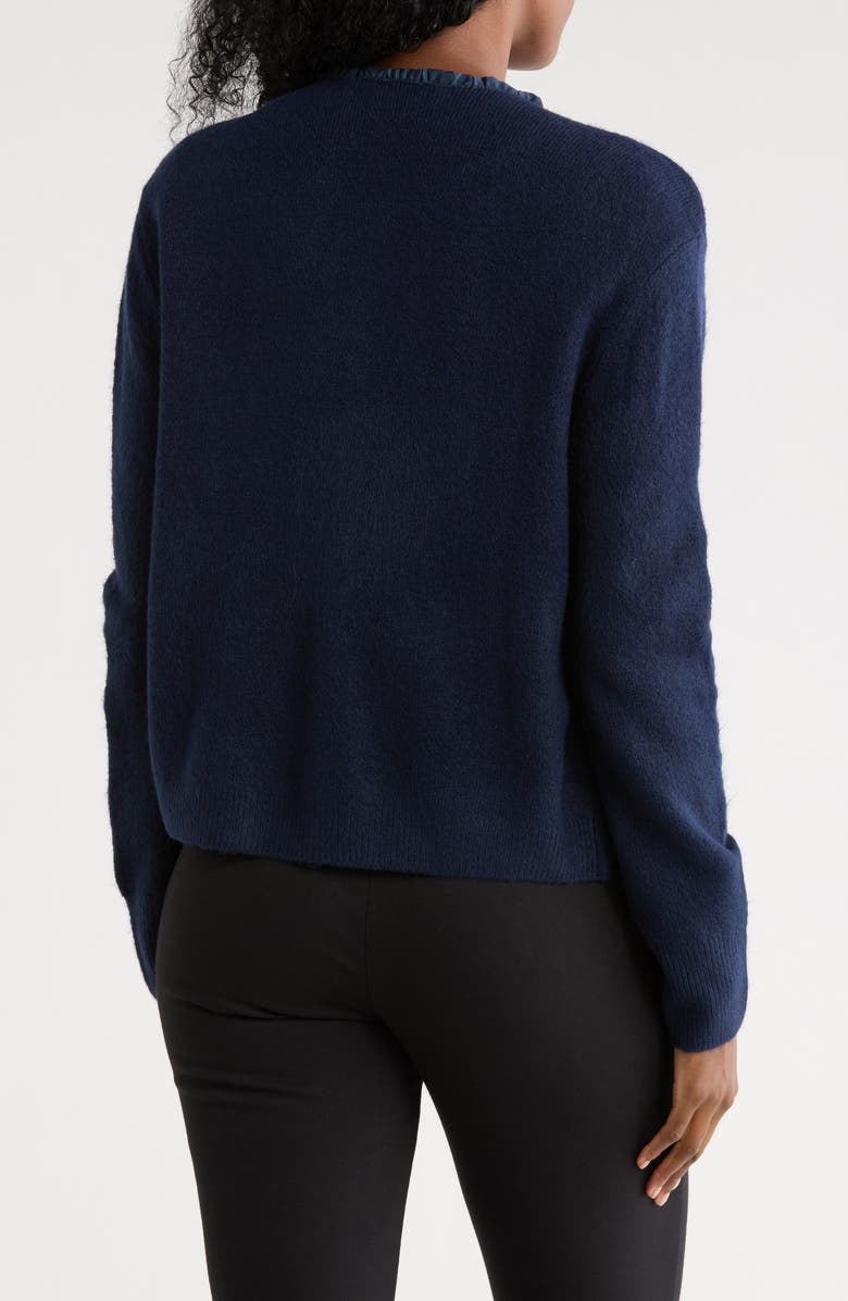 Ted Baker Ruffle Bow Cardigan, Alternate, color, Classic Navy