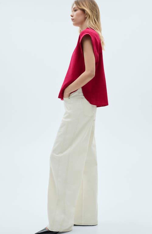 MANGO MANGO FLOWING LINEN BLEND BLOUSE 