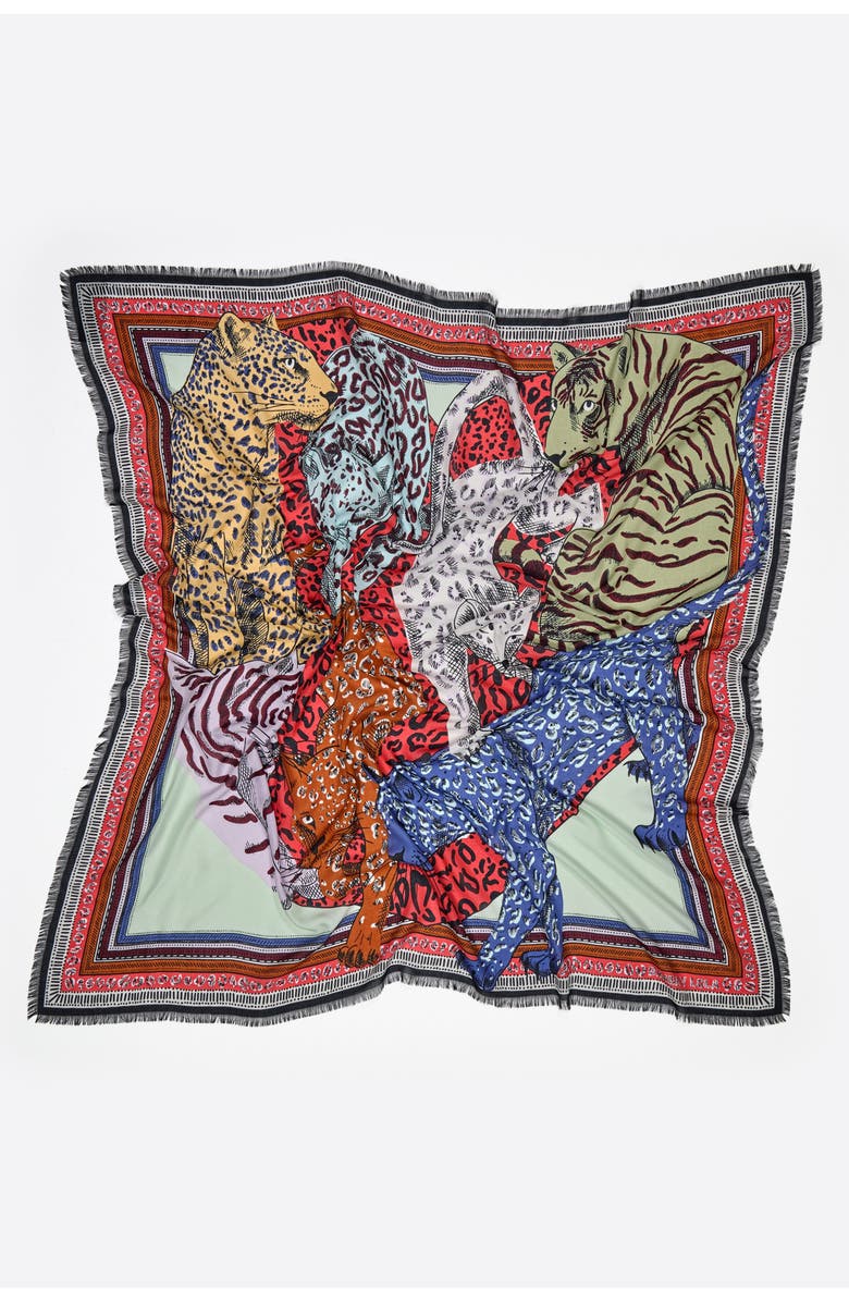 Bimba y Lola Cats Heart Shawl With Borders, Alternate, color, Red