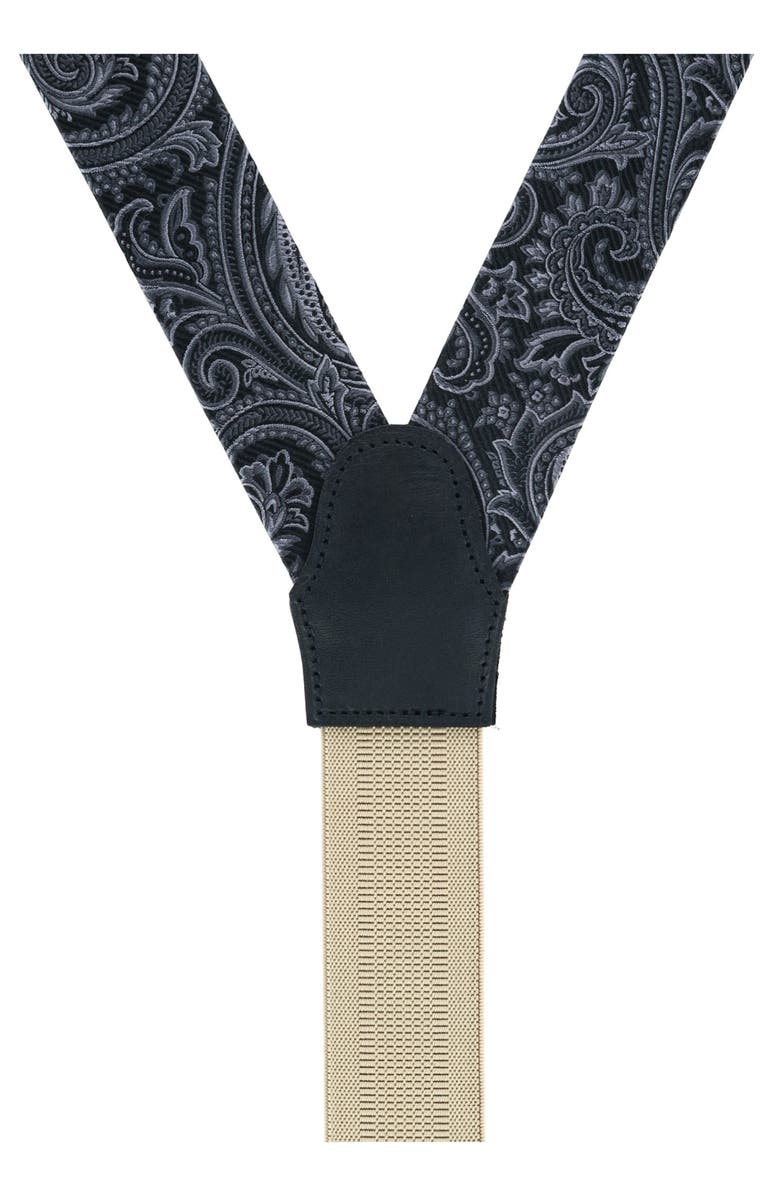 Trafalgar Sobee Paisley Silk Suspenders, Alternate, color, Black