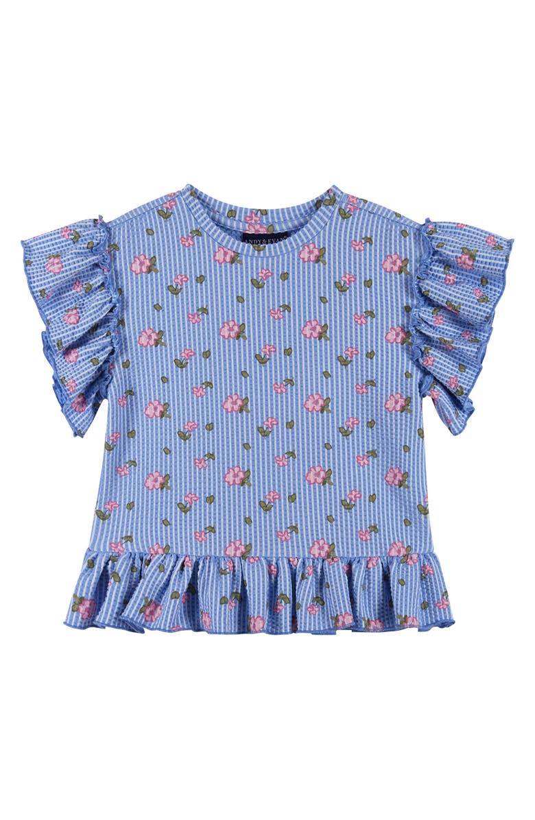 Andy & Evan Kids' Ruffle Top & Pants Set, Alternate, color, Blue Floral