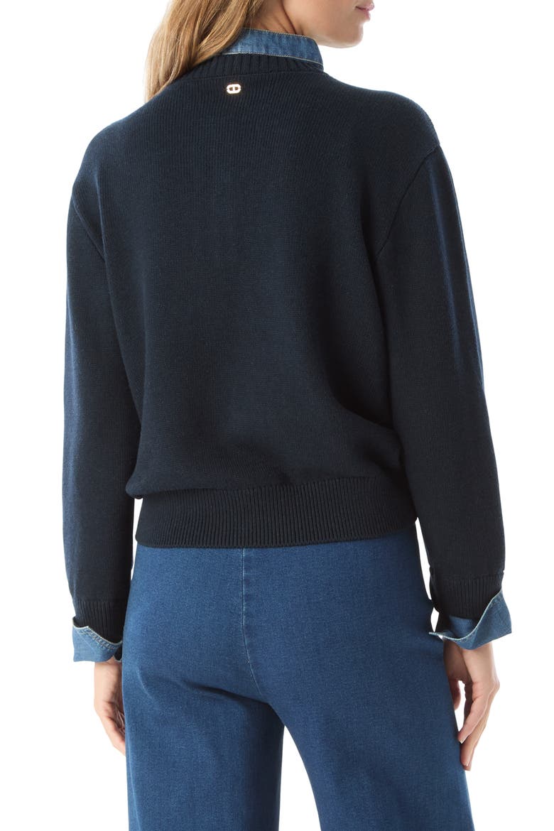 Rae Denim Detail Sweater, Alternate, color, NEW NAVY