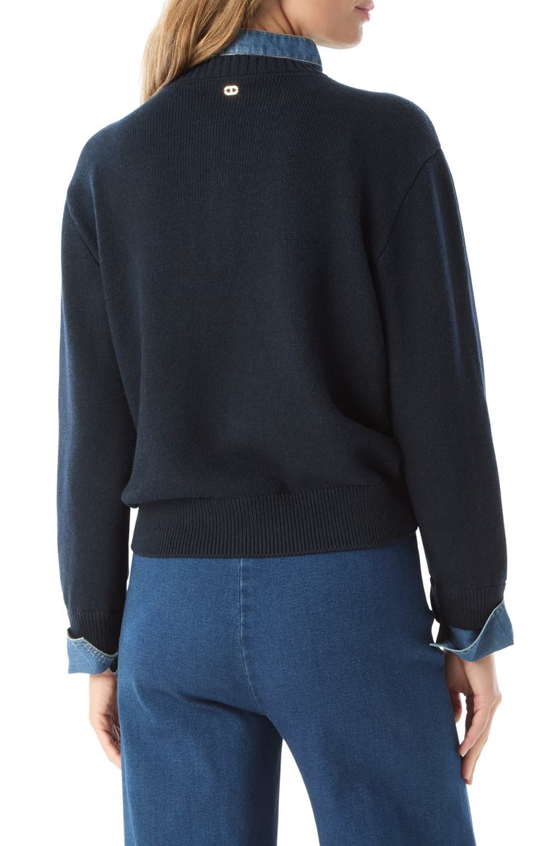 DO by Dee Ocleppo Rae Denim Detail Sweater, Alternate, color, New Navy