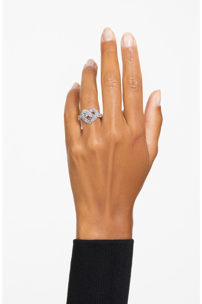 Matrix Woven Crystal Heart Ring, Alternate, color, SILVER