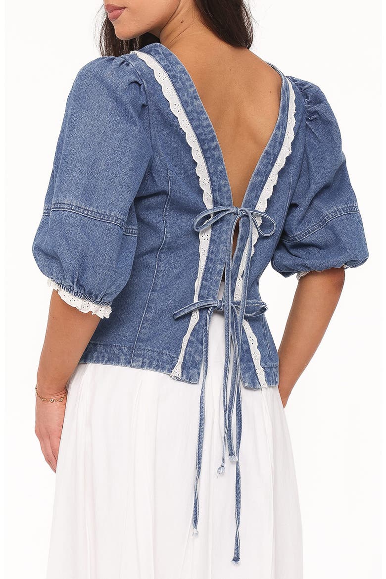 Merli Denim Open Back Top, Alternate, color, BLUE MEDIUM WASH
