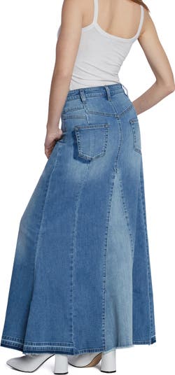 ★E.B.M★ Out pocket denim flare long skirt EMO5DSK030 Wash Lab Denim Bliss Flare Denim Maxi Skirt | Nordstrom
