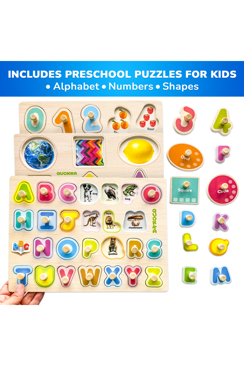 Wooden Puzzle Board Set for Toddlers, Alternate, color, 8 Realistic in a Rack