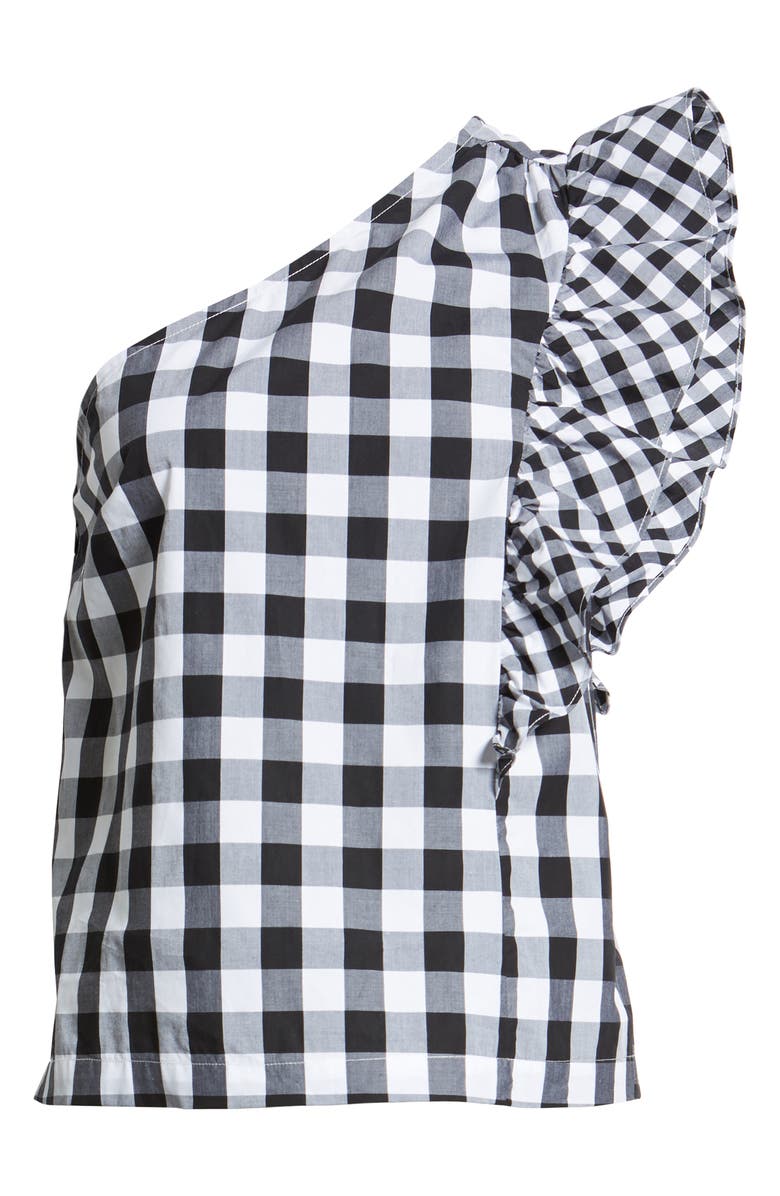 J.Crew Maybe One-Shoulder Mix Gingham Top, Alternate, color, 