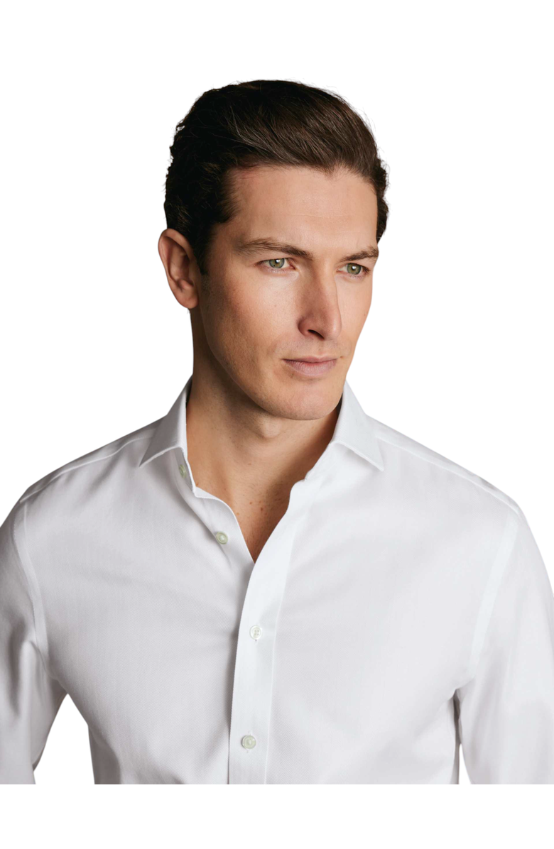 Charles Tyrwhitt Cutaway Collar Non-Iron Herringbone Shirt, Alternate, color, White