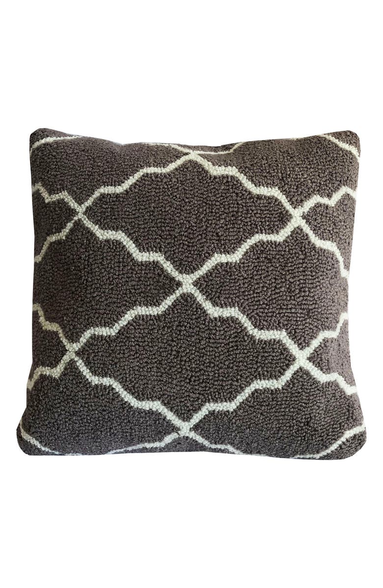 R16 HOME Lattice Grey Pillow, Main, color, Grey/White