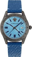 Versace Greca Time Leather Strap Watch, 41mm