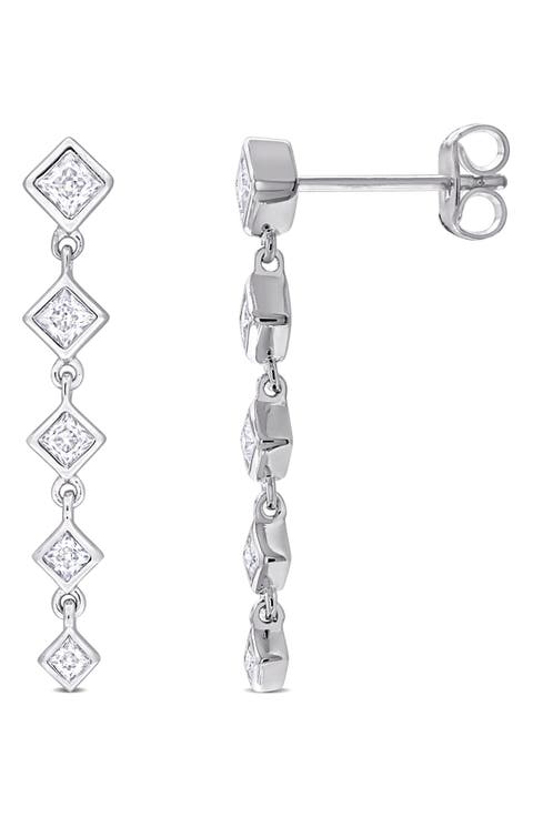 Lab-Created Moissanite Linear Drop Earrings