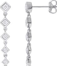 DELMAR Lab-Created Moissanite Linear Drop Earrings