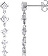 DELMAR Lab-Created Moissanite Linear Drop Earrings