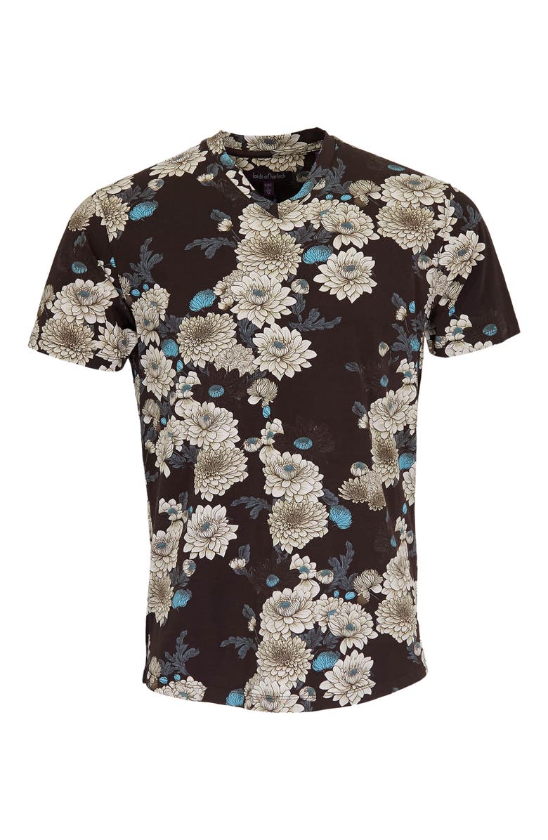 Lords of Harlech Maze V-neck Tee, Main, color, Serious Floral Black