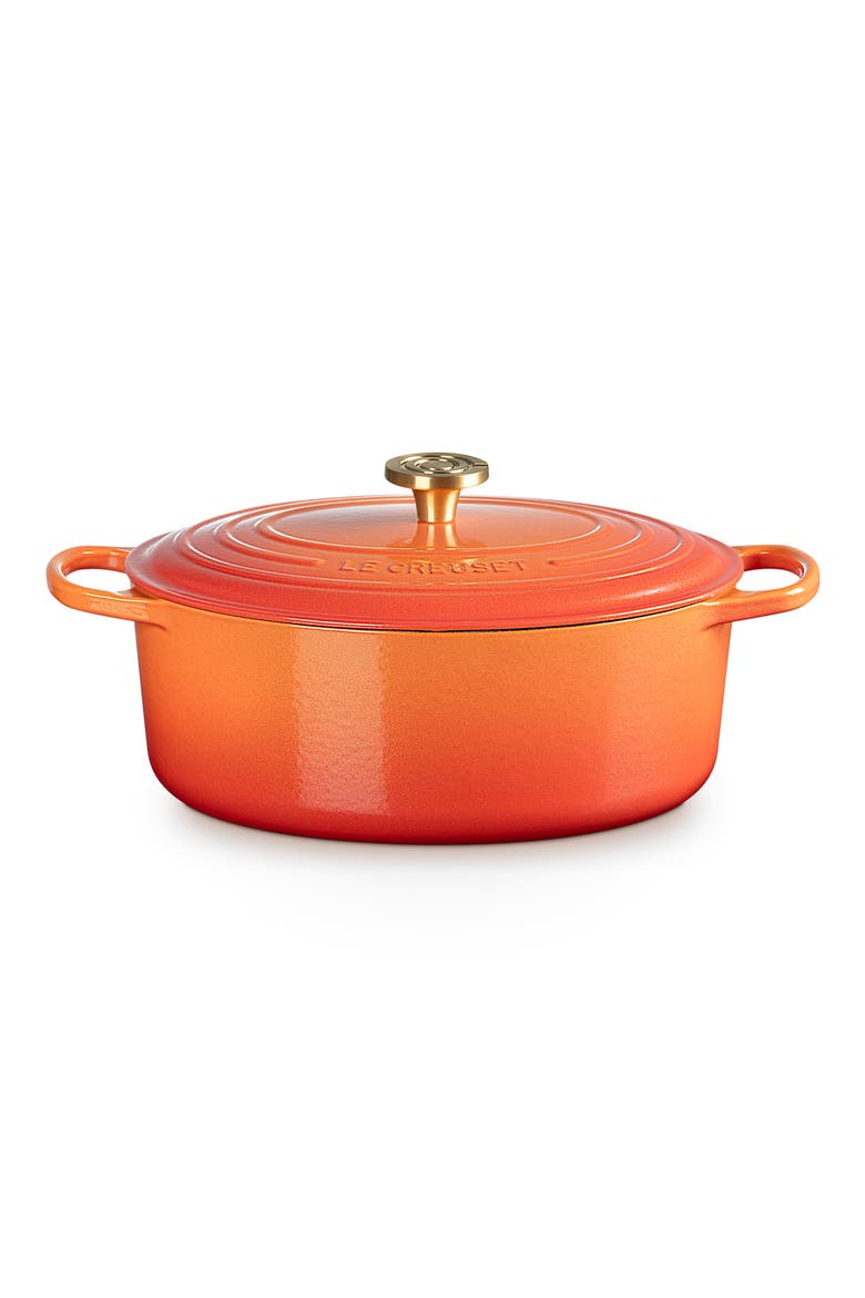 Signature 7.25-Quart Round Enamel Cast Iron Dutch Oven, Main, color, FLAMME DOREE