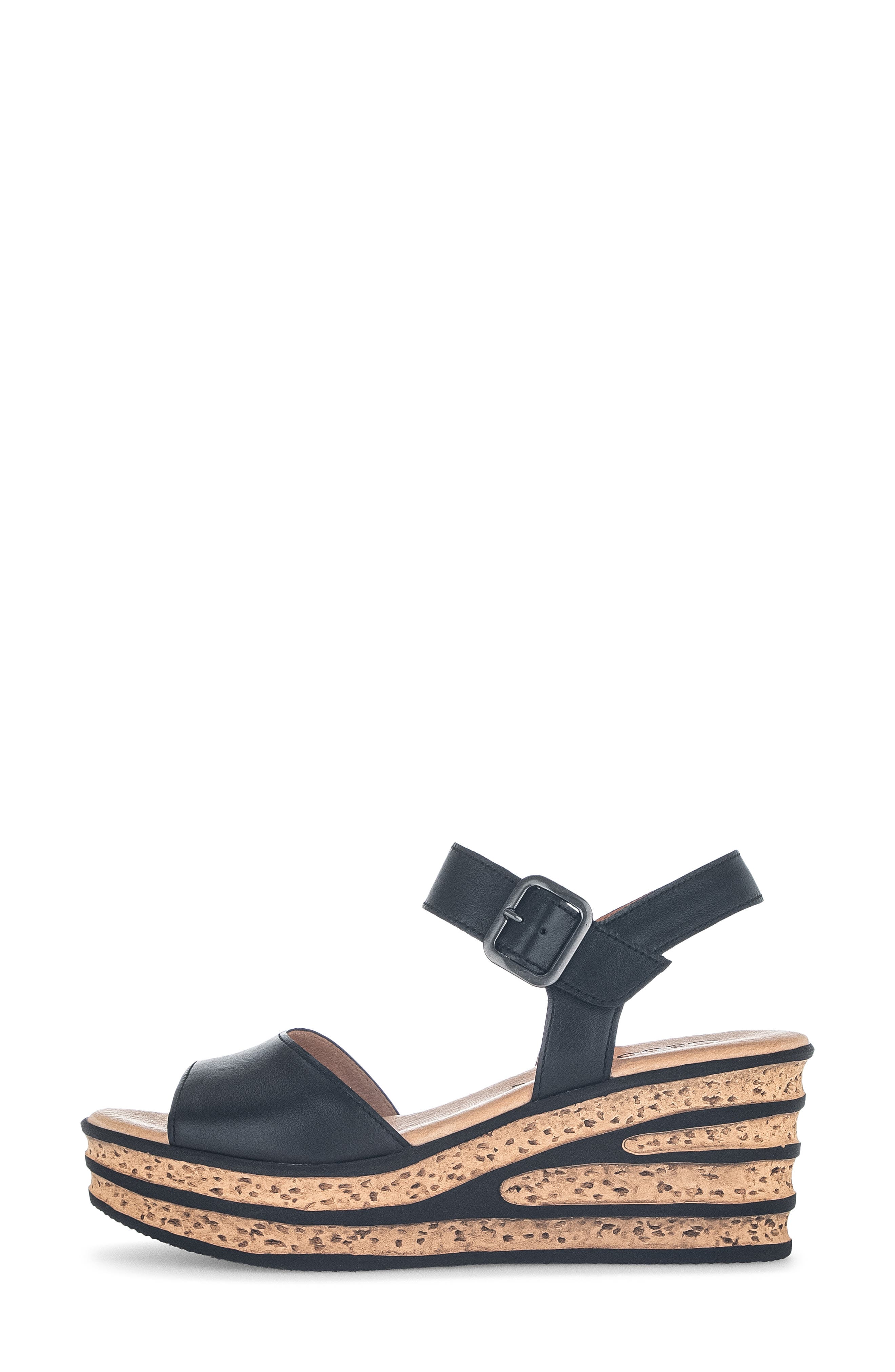 Gabor Ankle Strap Wedge Sandal, Alternate, color, Black