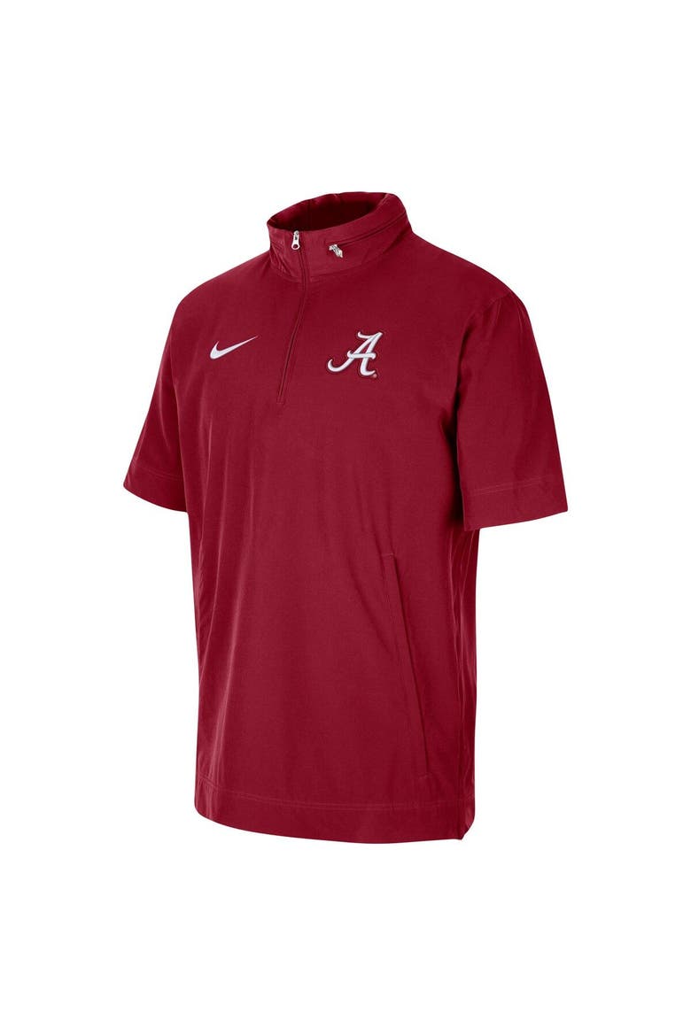 Men's Nike Crimson Alabama Crimson Tide Coaches Half-Zip Short Sleeve Jacket, Alternate, color, Crimson