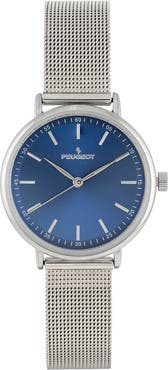 Peugeot Sleek Stainless Steel Mesh Watch- 30MM