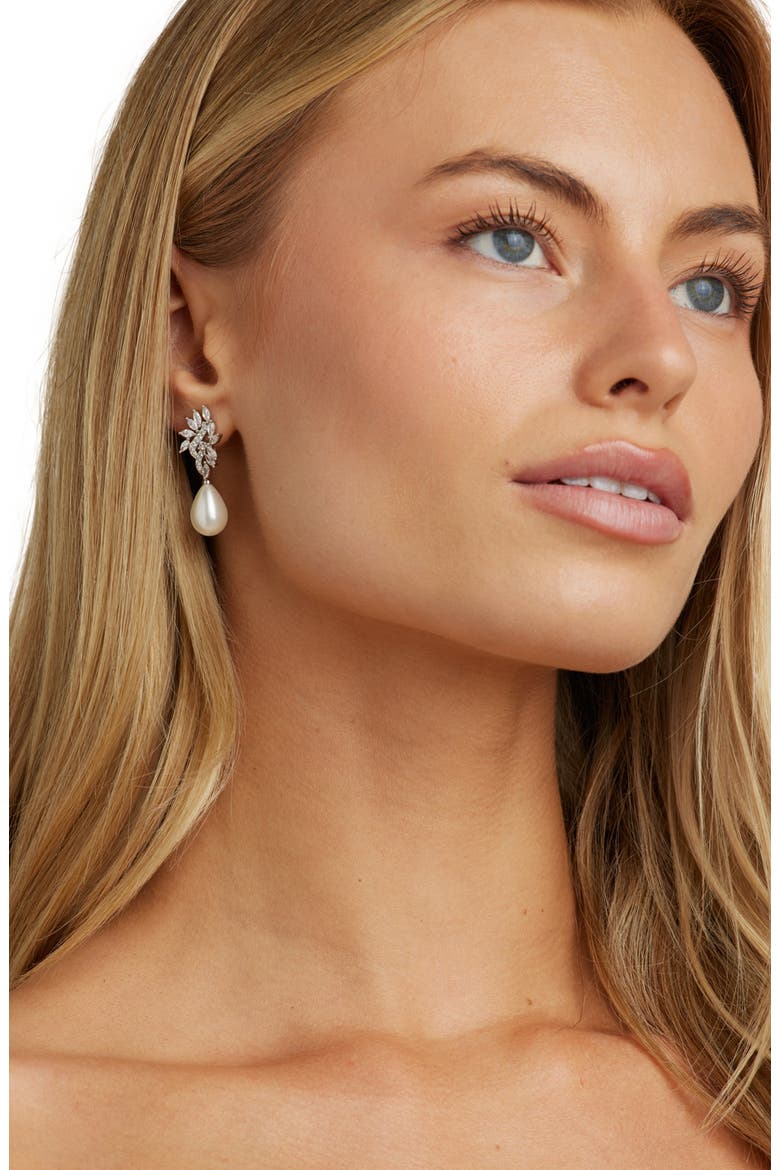 Regency Crystal Drop Earrings, Alternate, color, Silver