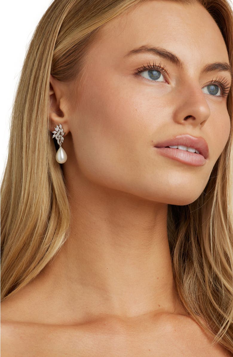 Untamed Petals Regency Crystal Drop Earrings, Alternate, color, Silver