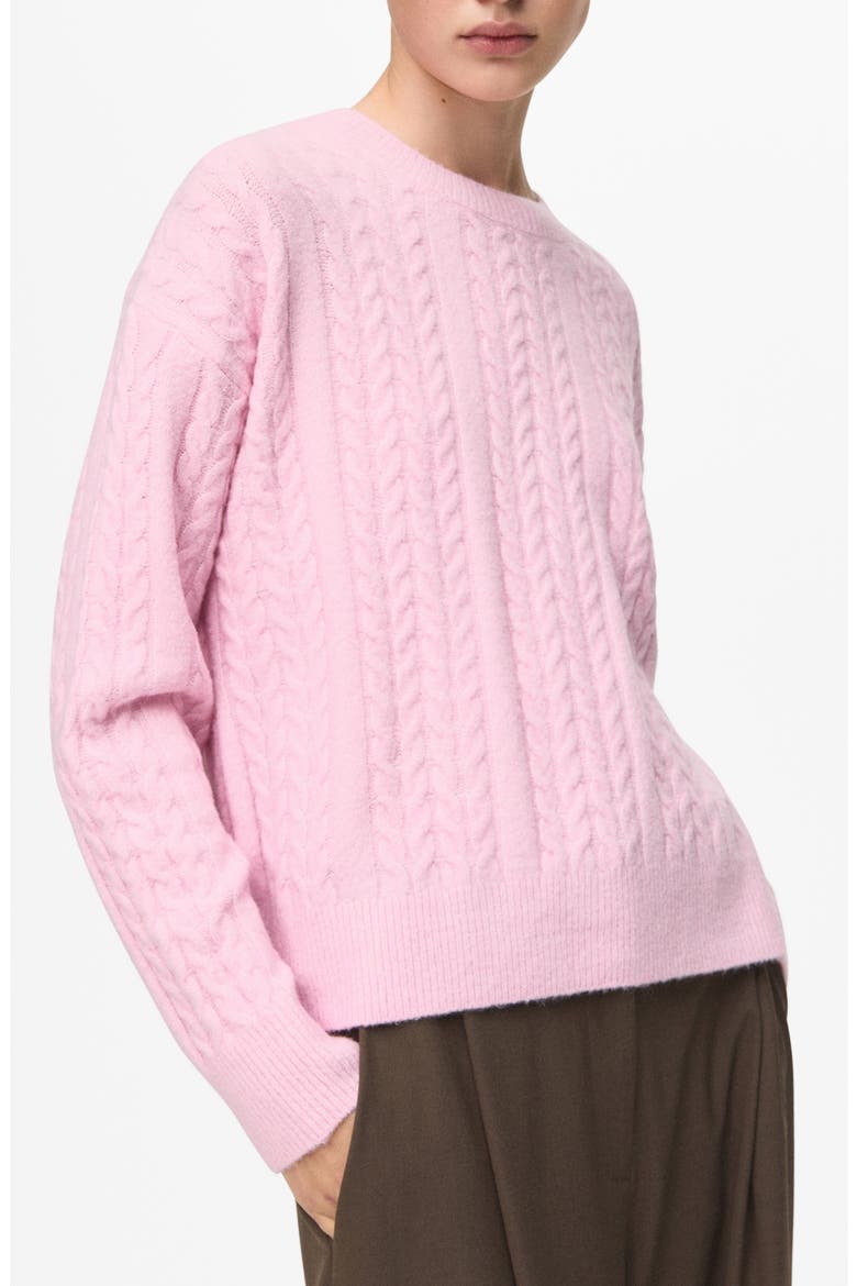 Cable Stitch Crewneck Sweater, Main, color, PINK
