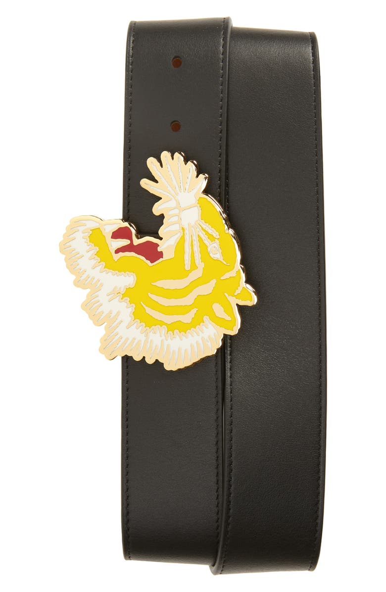 KENZO Tiger Buckle Reversible Leather Belt, Main, color, 