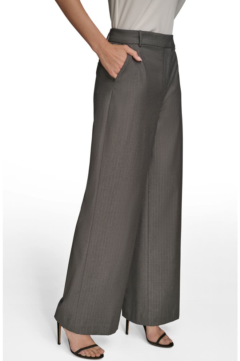 Flat Front Pinstripe Pants, Alternate, color, GREY/ SILVER