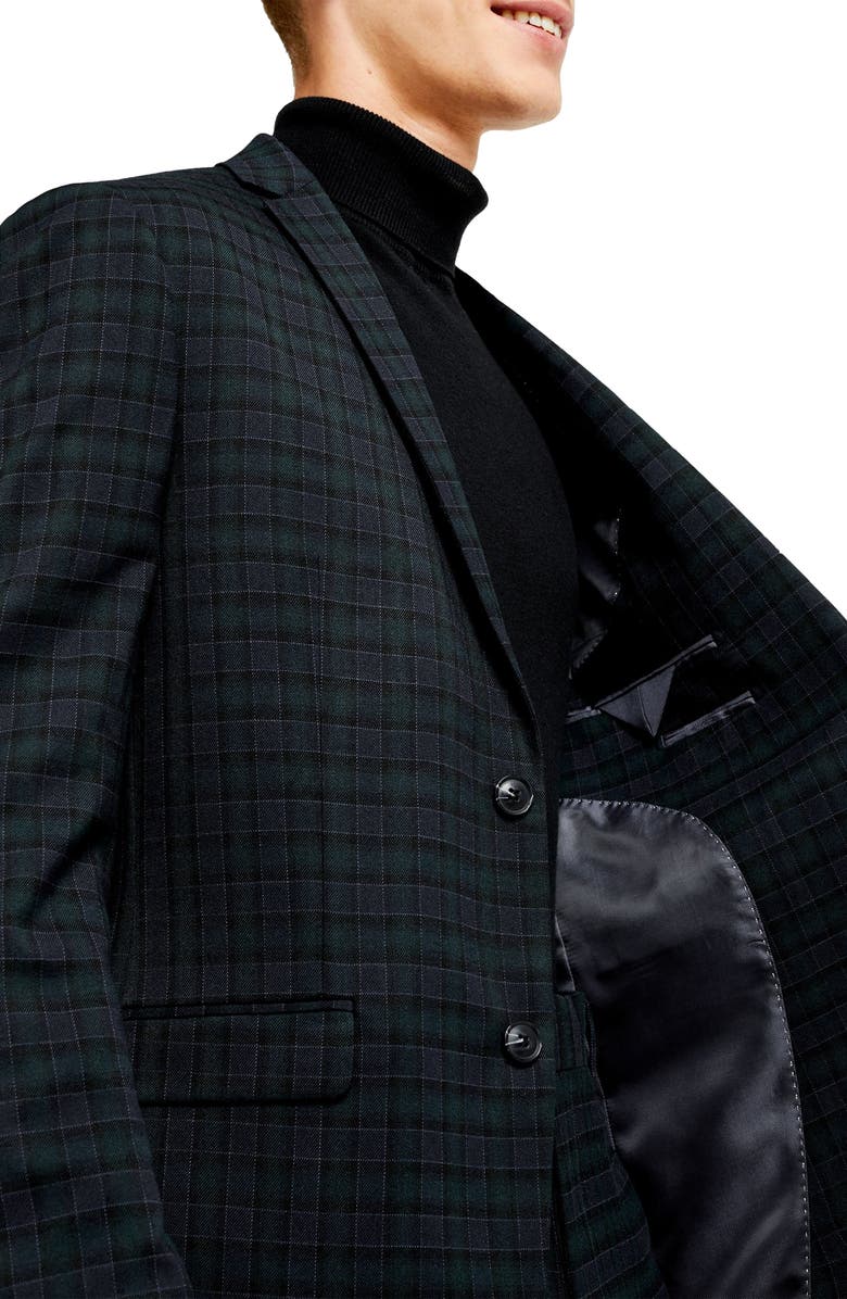 Topman Bampton Check Slim Fit Suit Jacket, Alternate, color,