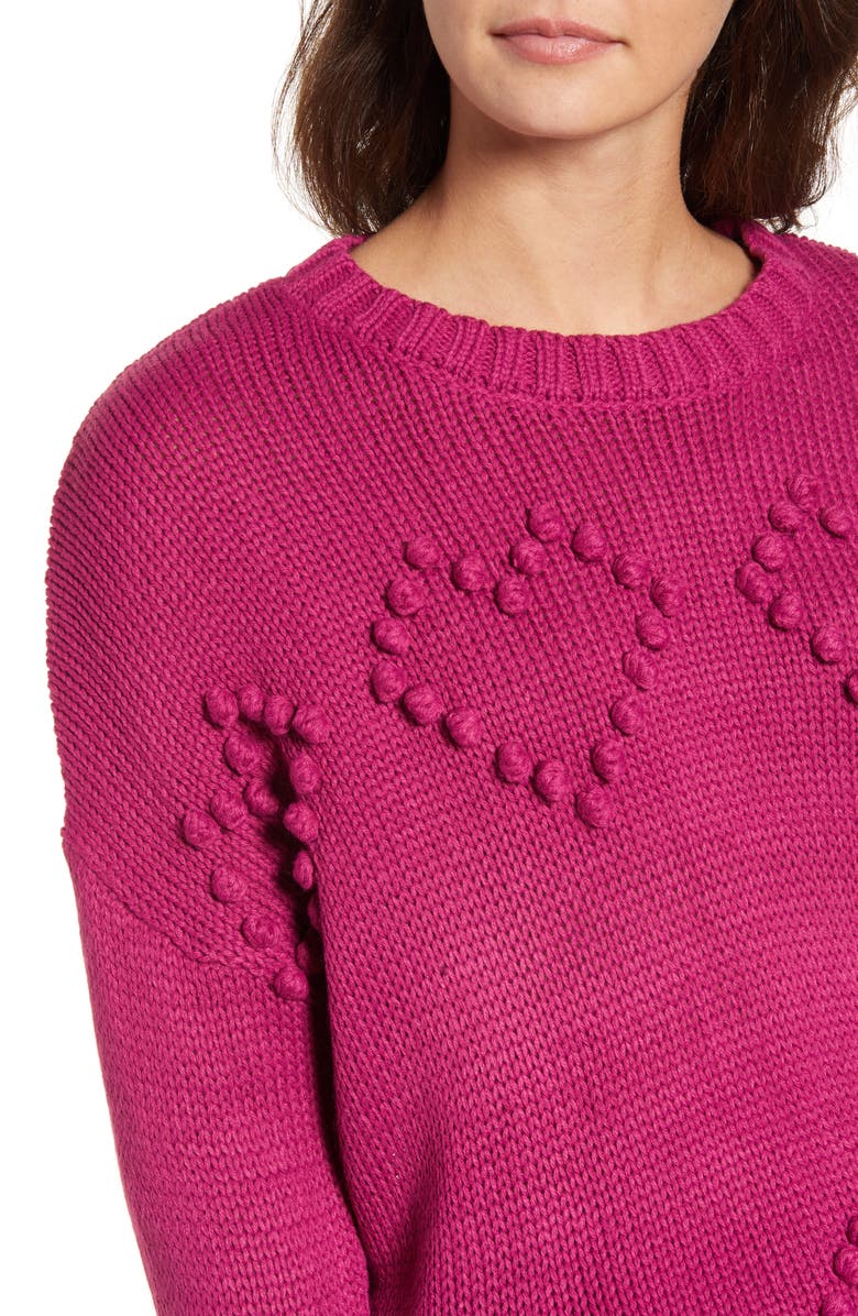 Cotton Emporium Heart Bobble Sweater, Alternate, color, 