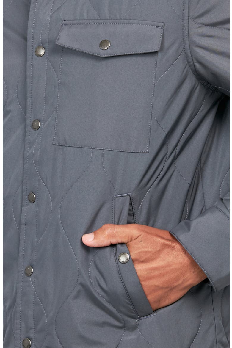 Solid Blue Quilted Shirt Jacket, Alternate, color, GREY