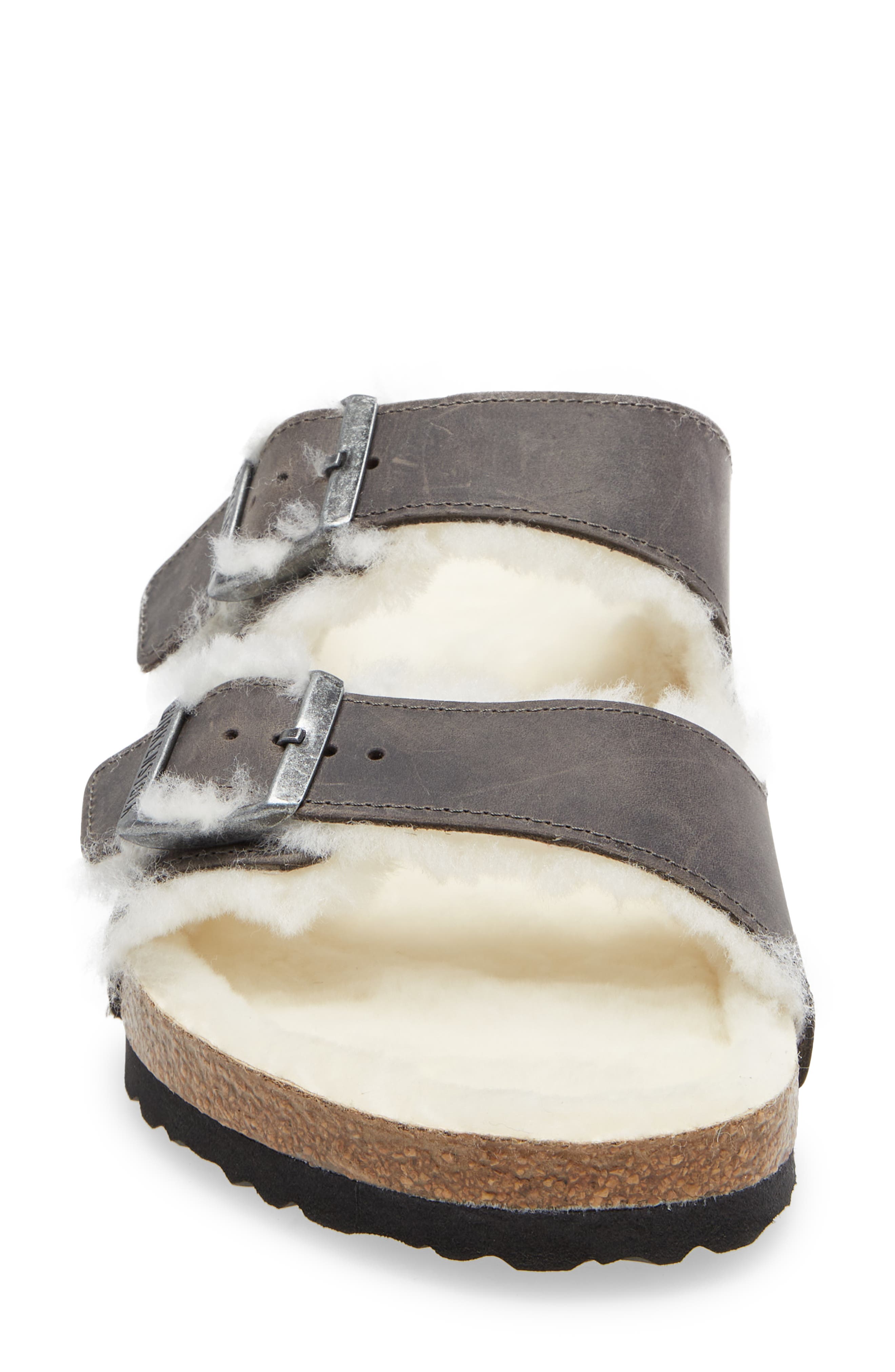 Birkenstock Arizona Genuine Shearling Slide Sandal, Alternate, color, 