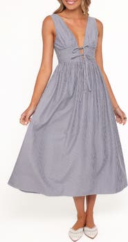 Petal & Pup Annora Pinstripe Cotton Midi Dress