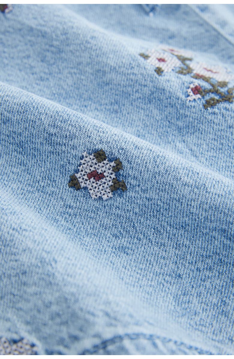 NEXT Embroidered Tie Waist Denim Shorts, Alternate, color,