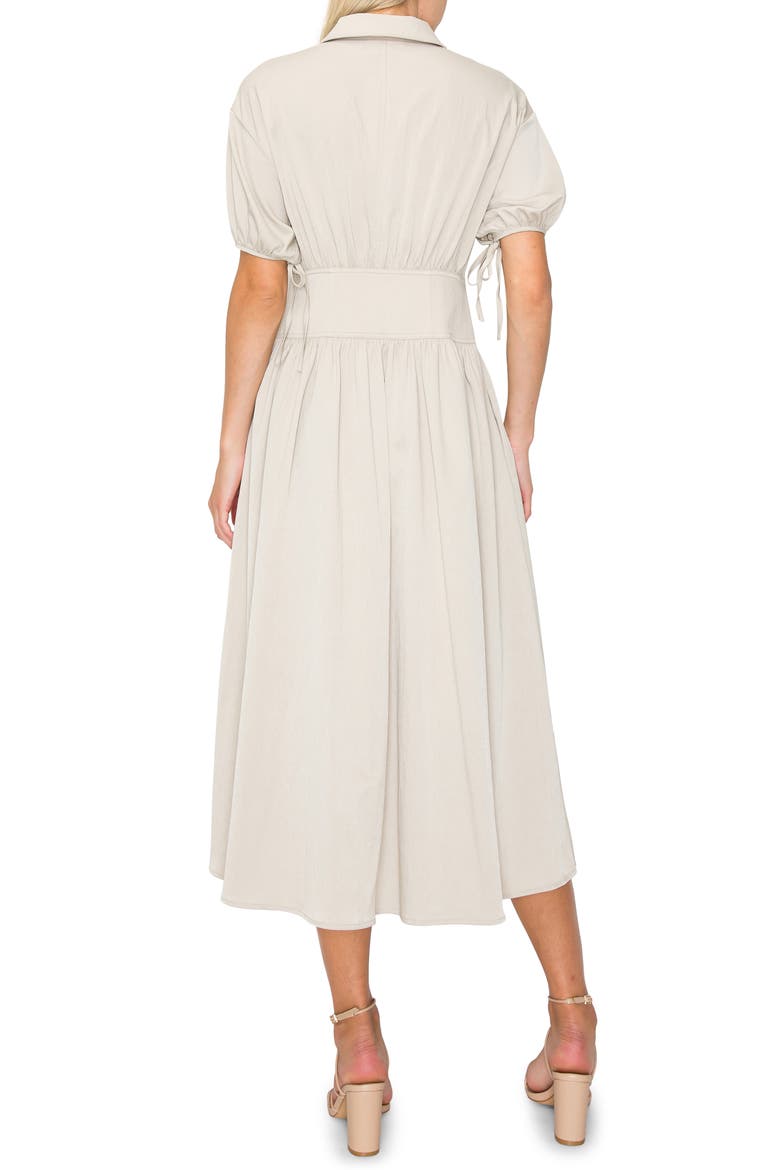 Tie Cuff Midi Shirtdress, Alternate, color, LIGHT GREY