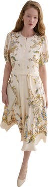 HOBBS LONDON Alma Silk Printed Midi Dress