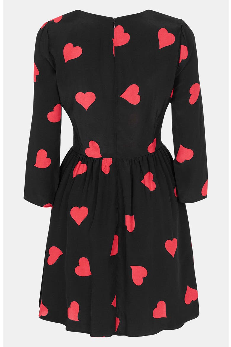 Heart Print Skater Dress, Alternate, color, BLACK