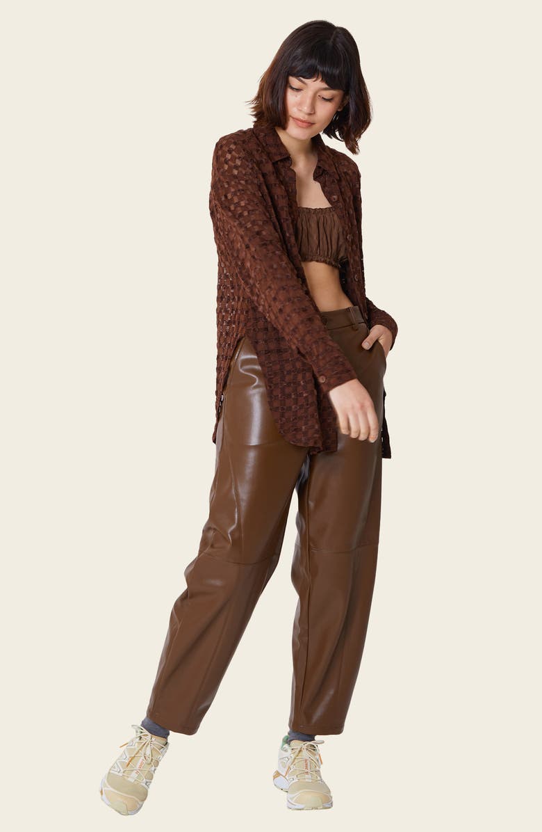 Find Me Now Harmony Check Stretch Mesh Button-Up Shirt, Alternate, color, 