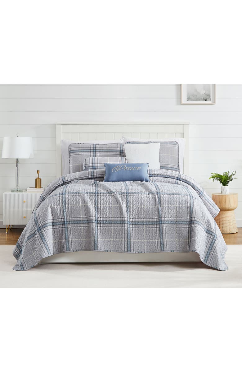 SOUTHSHORE FINE LINENS Vilano Plaid Quilt Bedding Set, Alternate, color, Grey
