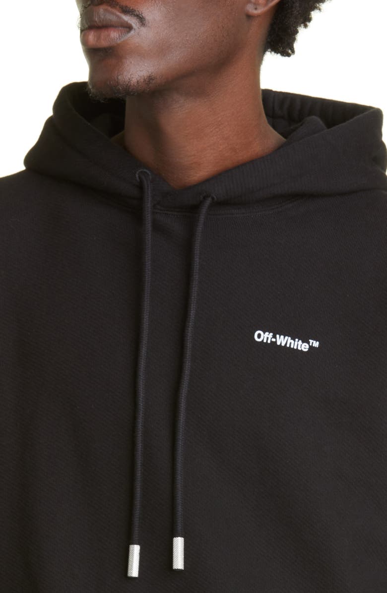 Off-White Diagonal Stripe Cotton Hoodie, Alternate, color, 