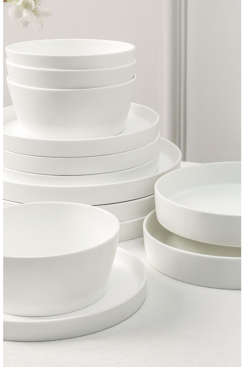 Fosca Bone China 16-Piece Dinnerware Set, Alternate, color, Matte White