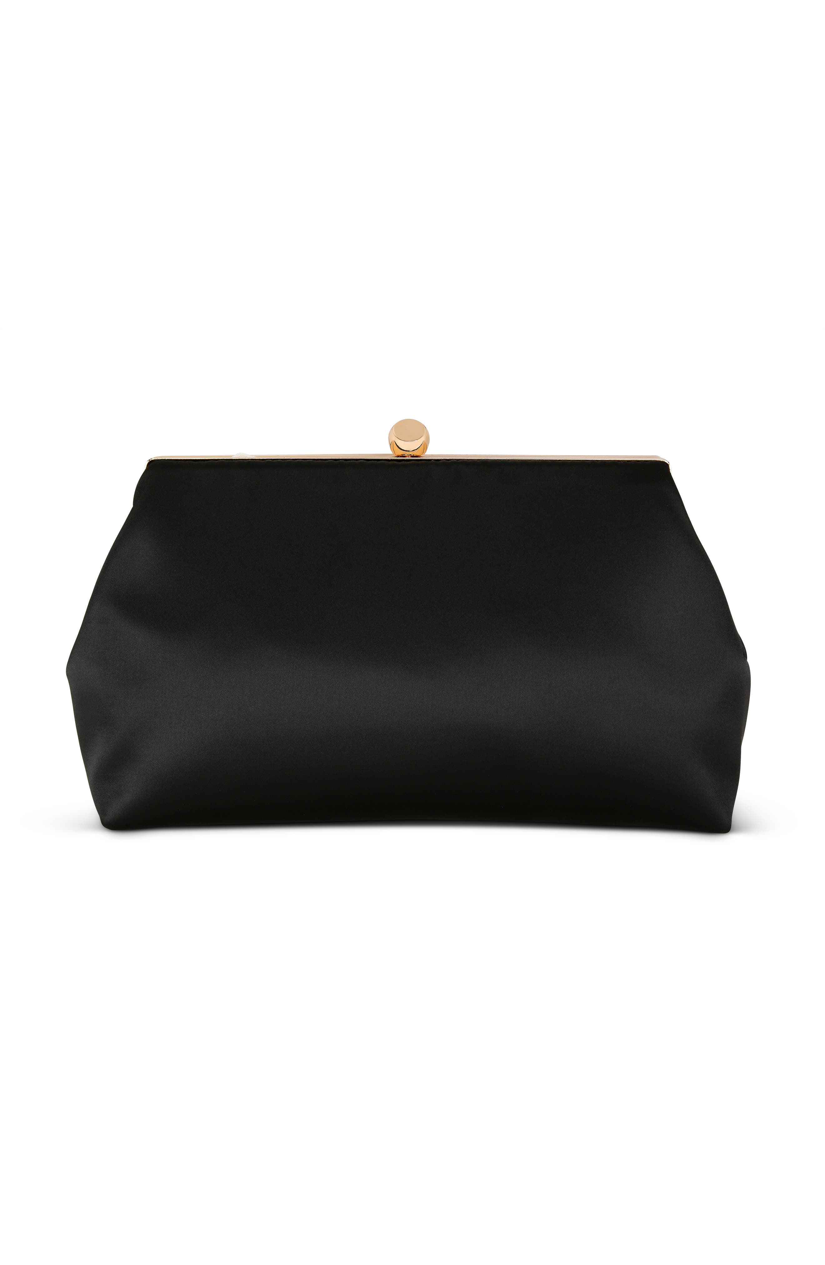 Jewel Badgley Mischka Camilla Classic Satin Pouch, Main, color, Black