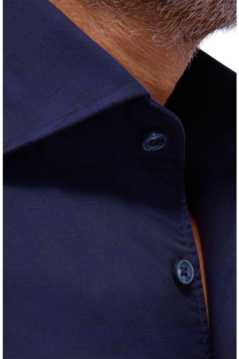 Axel Shaped Fit Stretch Cotton Button-Up Shirt, Alternate, color, NAVY
