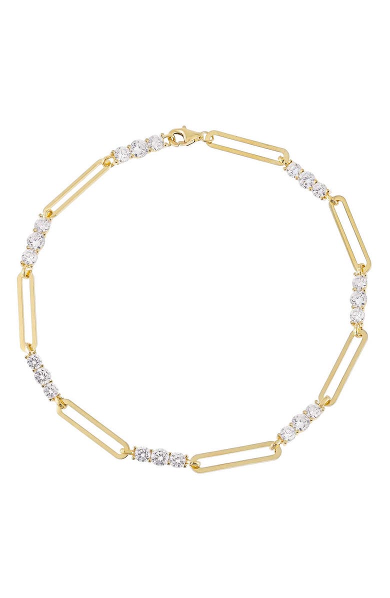 BY ADINA EDEN Adina's Jewels Cubic Zirconia Paper Clip Anklet, Main, color, 