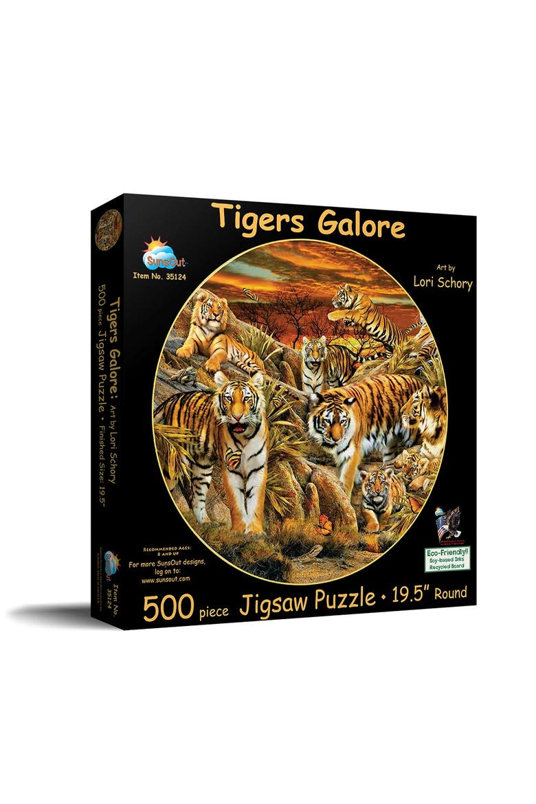 Tigers Galore 500 piece Jigsaw Puzzle for Adults Round, Main, color, Multicolor