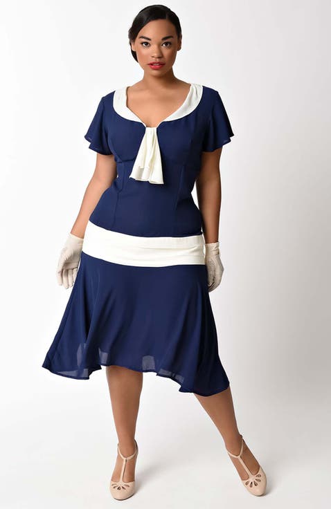Plus Size 1920s Wilshire Flapper Day Dress
