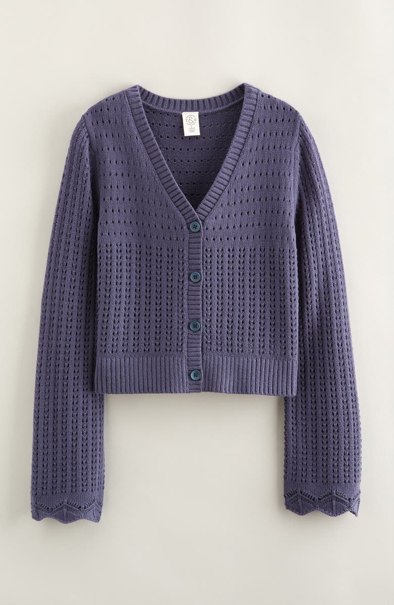 Treasure & Bond Kids' Mixed Stitch Cardigan, Main, color, Blue Shadow