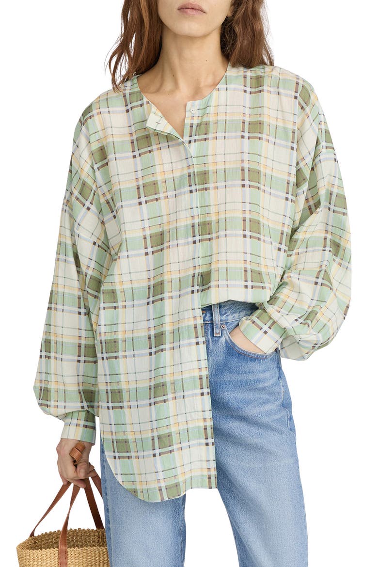 The Plaid Utility Button-Up Shirt, Main, color, JADE GREEN MULTI